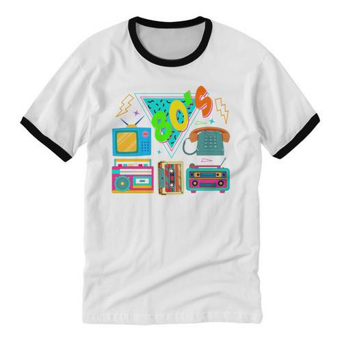 80's Vintage Cassette Tape Nostalgia Mixtape Era 1980s Retro Unisex Cotton Ringer T-Shirt - Figerry