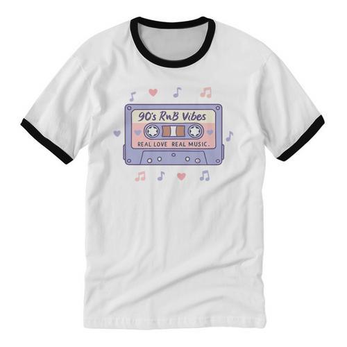 90s RNB Vibes Cassette – Retro Music Nostalgia RNB Cassette Premium Tri-Blend Unisex Cotton Ringer T-Shirt - Figerry