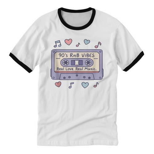 90s RNB Vibes Cassette – Retro Music Nostalgia RNB Cassette Unisex Cotton Ringer T-Shirt - Figerry