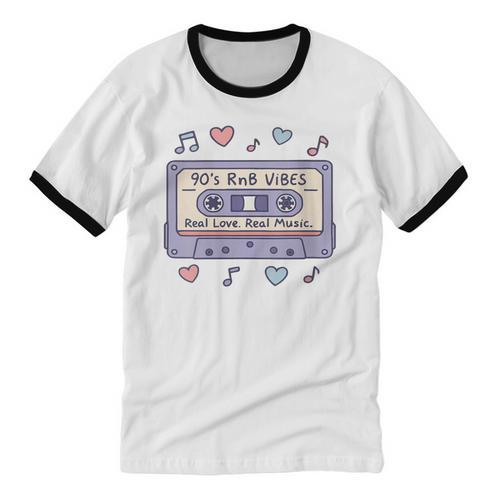 90s RNB Vibes Cassette – Retro Music Nostalgia RNB Cassette Unisex Cotton Ringer T-Shirt - Figerry