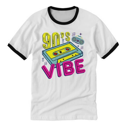 90's Vibe Retro Style Cassette Tape Nostalgia 1990s Party Unisex Cotton Ringer T-Shirt - Figerry