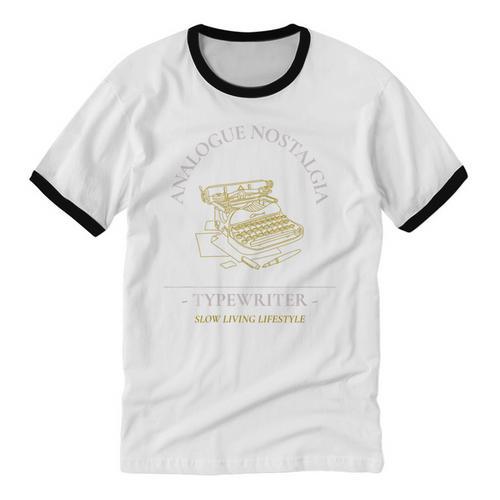 Analogue Nostalgia Typewriter Graphic Premium Tri-Blend Unisex Cotton Ringer T-Shirt - Figerry