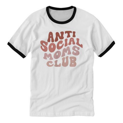 Anti Social Moms Club On Back Retro Introvert Unsociable Unisex Cotton Ringer T-Shirt - Raresse