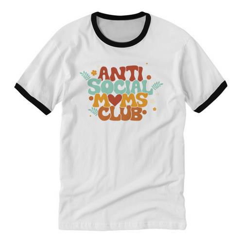 Antisocial Moms Club Introvert Mom Mothers Introverted Retro Unisex Cotton Ringer T-Shirt - Raresse