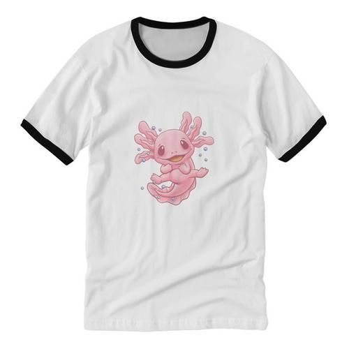 Axolovert Axolotl Humor Salamander Introvert Unisex Cotton Ringer T-Shirt - Raresse