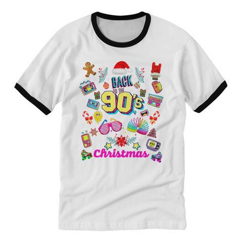 Back To 90's Christmas Nostalgia Quotes Graphic Premium Tri-Blend Unisex Cotton Ringer T-Shirt - Figerry