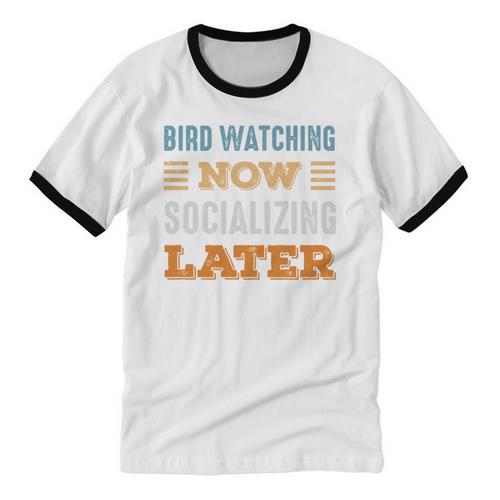 Bird Watching Now Minimal Socializing Introvert Vintage Unisex Cotton Ringer T-Shirt - Raresse