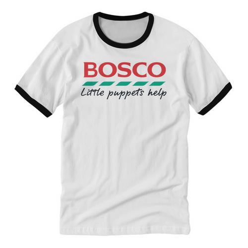 Bosco Little Puppets Help Irish Nostalgia Retro 80s Premium Tri-Blend Unisex Cotton Ringer T-Shirt - Figerry