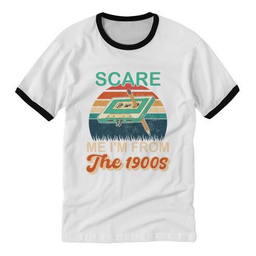 You Can't Scare Me I'm From The 1900s Retro Vintage Premium Tri-Blend Unisex Cotton Ringer T-Shirt - Figerry
