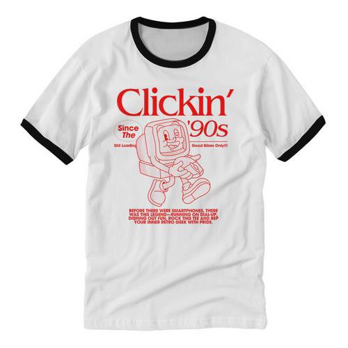 Clickin' Since The 90s Retro Computer Nostalgia Unisex Cotton Ringer T-Shirt - Figerry