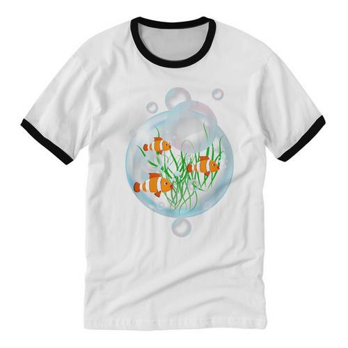 Clownfish Anemonefish Bubbles Water Frutiger Aero Y2K Style Unisex Cotton Ringer T-Shirt - Figerry
