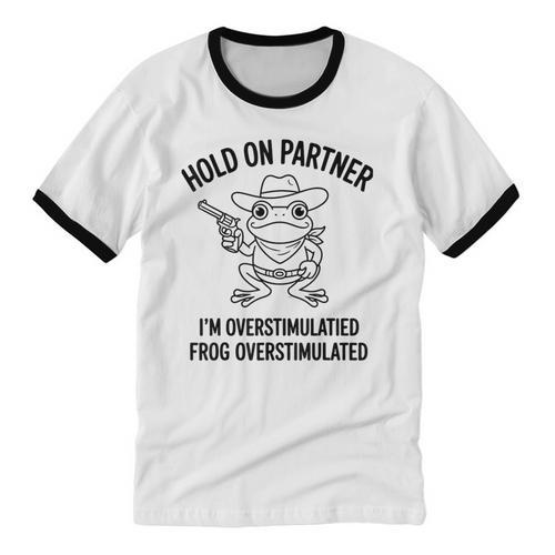 Cowboy Frog Overstimulated Western Meme Introverts Unisex Cotton Ringer T-Shirt - Raresse