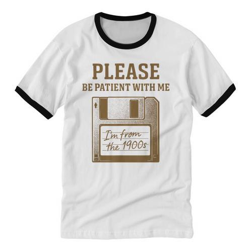 Dad Joke I'm From The 1900s Old Floppy Disk Programmer Unisex Cotton Ringer T-Shirt - Figerry