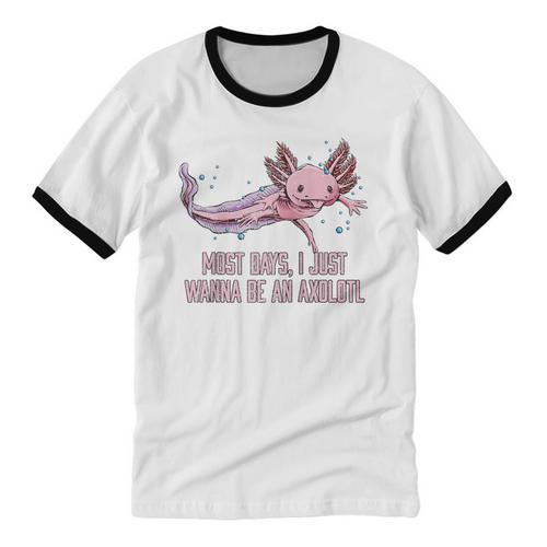 Most Days I Just Wanna Be An Axolotl Salamander Introvert Raglan Baseball Tee Unisex Cotton Ringer T-Shirt - Raresse