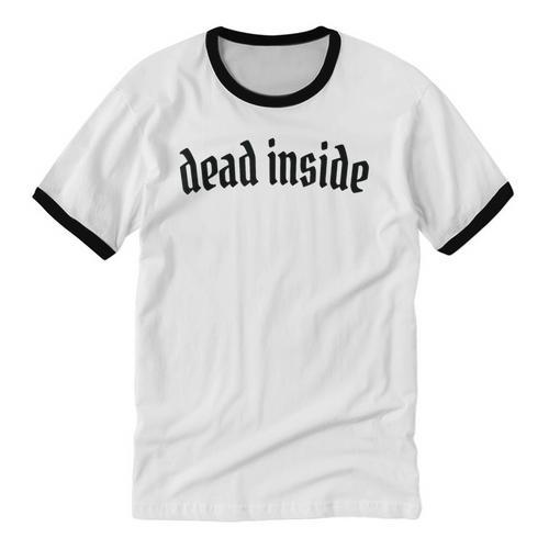 Dead Inside Saying Sarcasm Introvert Unisex Cotton Ringer T-Shirt - Raresse
