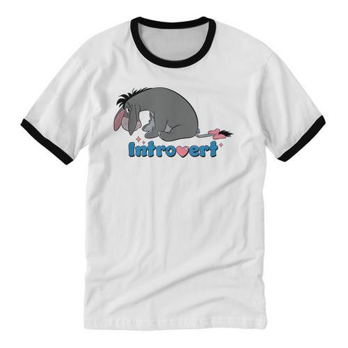 Disney Winnie The Pooh Introvert Eeyore Logo Unisex Cotton Ringer T-Shirt - Raresse