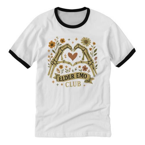 Elder Emo Club Skeleton Hands Heart Nostalgia Premium Tri-Blend Unisex Cotton Ringer T-Shirt - Figerry