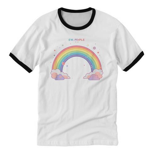 Ew People Antisocial Introvert Kawaii Sarcastic Unisex Cotton Ringer T-Shirt - Raresse