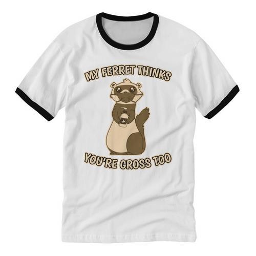 Ew People Ferret Saying Mask Introvert Ferrets Unisex Cotton Ringer T-Shirt - Raresse