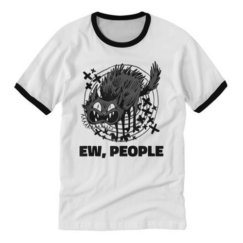 Ew People Introvert Cat Lover Crazy Cats Lady Unisex Cotton Ringer T-Shirt - Raresse