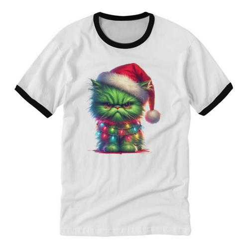 Ew People Meowy Cat Christmas Introvert Men Women Unisex Cotton Ringer T-Shirt - Raresse