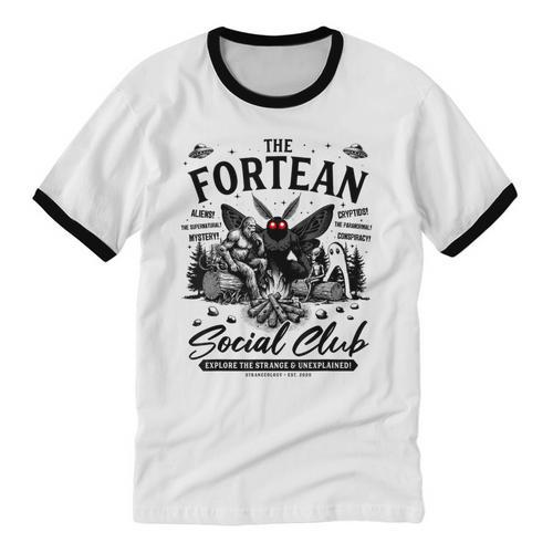Fortean Social Club Bigfoot Mothman Alien Cryptid Introvert Unisex Cotton Ringer T-Shirt - Raresse
