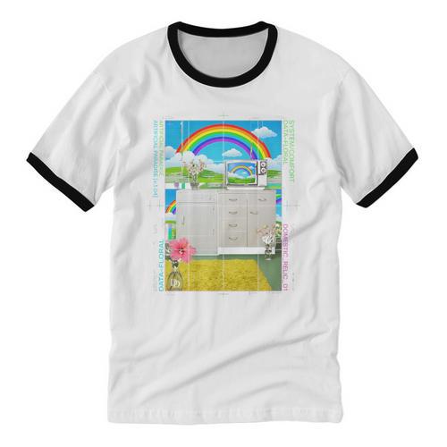 Frutiger Aero Aesthetic Rainbow Glitch Art Premium Tri-Blend Unisex Cotton Ringer T-Shirt - Figerry