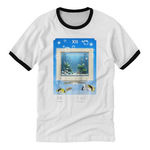 Frutiger Aero Aesthetic Tech Computer Aquarium Tarot Card Raglan Baseball Tee Unisex Cotton Ringer T-Shirt - Figerry