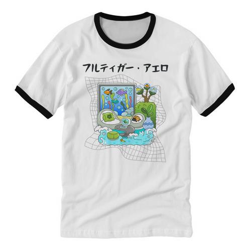 Grass Fun UI UX Er Computer Retro Fish Frutiger Aero Premium Tri-Blend Unisex Cotton Ringer T-Shirt - Figerry