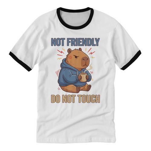 Grouchy Capybara Not Friendly Do Not Touch Introvert Premium Tri-Blend Unisex Cotton Ringer T-Shirt - Raresse