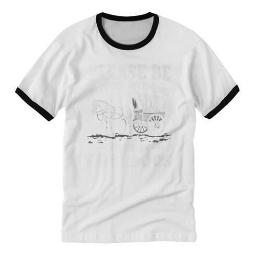 Heartwarming Wagon Please Be Patient I'm From The 1900s Premium Unisex Cotton Ringer T-Shirt - Figerry