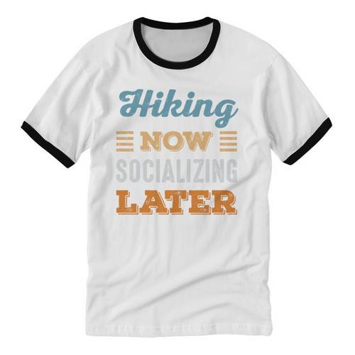 Hiking Now Minimal Socializing Introvert Vintage Unisex Cotton Ringer T-Shirt - Raresse