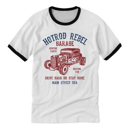Hotrod Rebel Automotive Nostalgia Old Car Distressed Premium Tri-Blend Unisex Cotton Ringer T-Shirt - Figerry