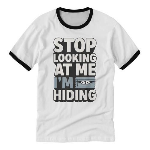 Humor For Introverts Stop Looking At Me I'm Hiding Graphic Unisex Cotton Ringer T-Shirt - Raresse