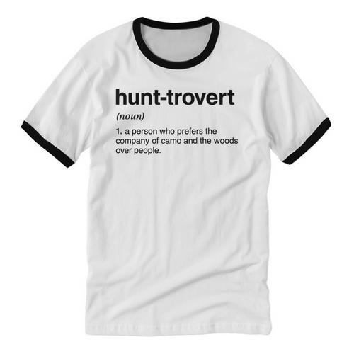 Hunt-Trovert Hunting Camo Woods Introvert Unisex Cotton Ringer T-Shirt - Raresse
