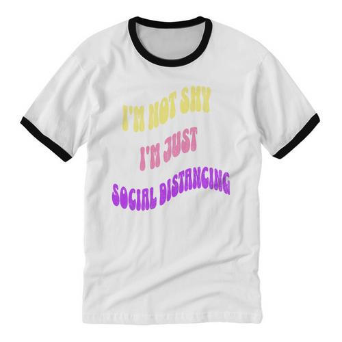I'm Just Social Distancing Introvert Funny Unisex Cotton Ringer T-Shirt - Raresse