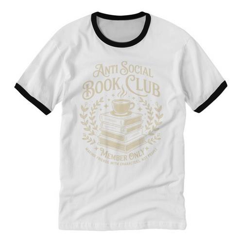 Introvert Books Club Member Coffee Book Lovers Vintage Premium Tri-Blend Unisex Cotton Ringer T-Shirt - Raresse