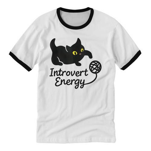 Introvert Energy Cat Love Cat Meme Unisex Cotton Ringer T-Shirt - Raresse
