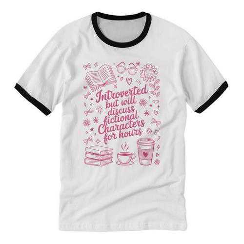 Introvert Fictional Character Read Books Lover Reading Unisex Cotton Ringer T-Shirt - Raresse