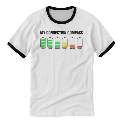 Introvert Low Battery My Connection Compass Raglan Baseball Tee Unisex Cotton Ringer T-Shirt - Raresse