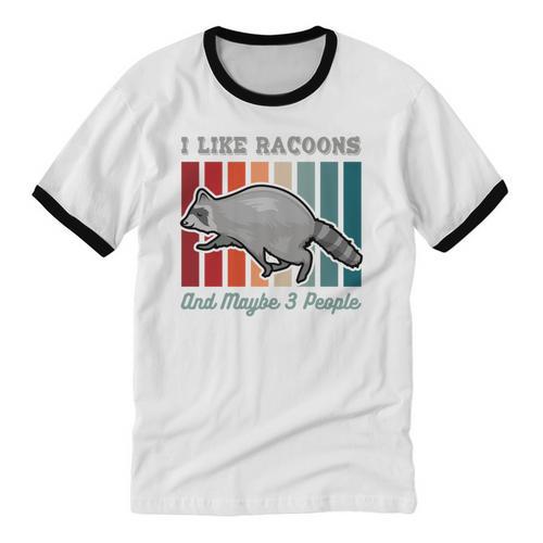 Introvert Raccoon Animal Lover Trash Panda Antisocial Retro Unisex Cotton Ringer T-Shirt - Raresse