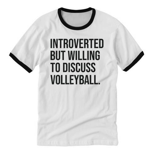 Introverted Volleyball Player Volleyball Introvert Unisex Cotton Ringer T-Shirt - Raresse