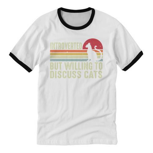 Introverted But Willing To Discuss Cats Kitten Pet Lover Unisex Cotton Ringer T-Shirt - Raresse