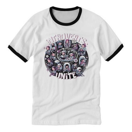 Introverts Unite Quirky Solitude Unisex Cotton Ringer T-Shirt - Raresse
