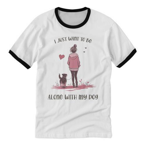 I Just Want To Be Alone With My Dog For Introvert Dog Mom Unisex Cotton Ringer T-Shirt - Raresse