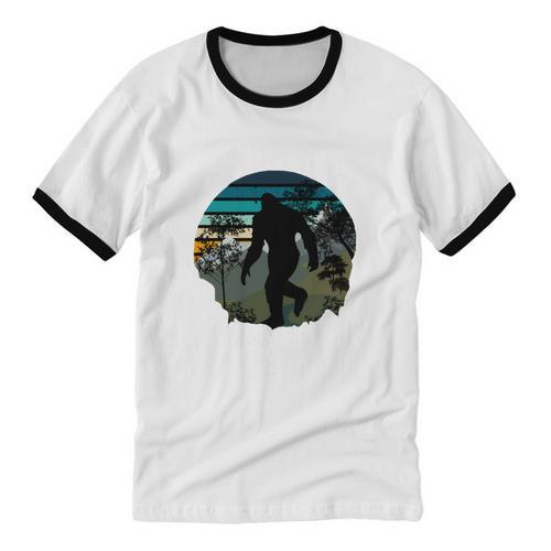 Just Me And My Yeti Retro Sunset Mountain Hiking Introvert Unisex Cotton Ringer T-Shirt - Raresse