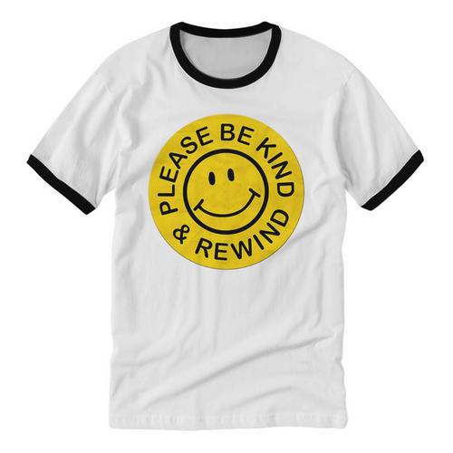 Be Kind Rewind Shirt Retro Nostalgia Sticker 80s 90s Tee Premium Tri-Blend Unisex Cotton Ringer T-Shirt - Figerry