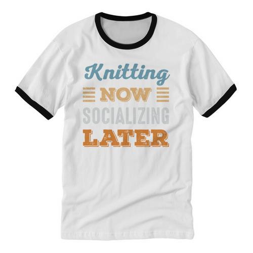 Knitting Now Minimal Socializing Introvert Vintage Unisex Cotton Ringer T-Shirt - Raresse