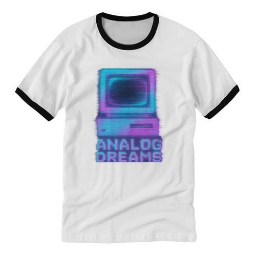 Lofi Reverie Analog Dreams Pixel 90s Desktop VHS Nostalgia Unisex Cotton Ringer T-Shirt - Figerry