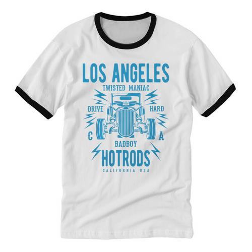 Los Angeles Hotrods Automotive Nostalgia Premium Tri-Blend Unisex Cotton Ringer T-Shirt - Figerry